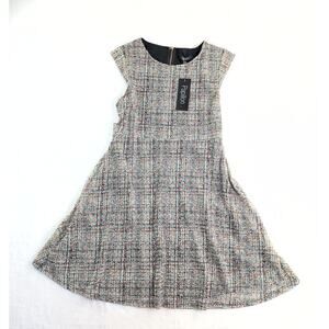 Papillon NWT Fit & Flare Twee Coquette Chevron Confetti Belted Dress Women's Med